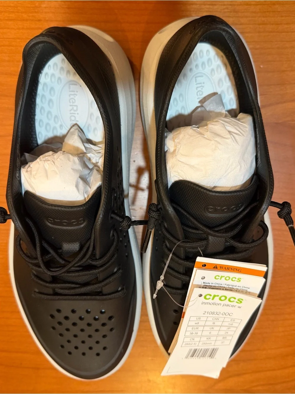 CROCS Women’s Black Sneakers with White Sole